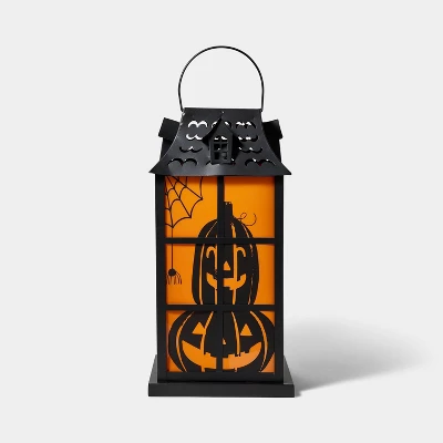 Falloween Light Up Large Orange And Black Halloween Decorative Metal Lantern - Hyde & EEK! Boutique™ 2 Falloween Light Up Large Orange And Black Halloween Decorative Metal Lantern - Hyde & EEK! Boutique™ - Image 2