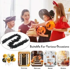 Costway 9ft Pre-lit Christmas Halloween Garland Black W/ 50 Purple LED Lights -Halloween Home Decoration GUEST 0a572881 3099 4eb7 a843 fdf644940a79