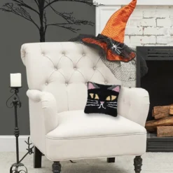 C&F Home 8" X 8" Spooky Cat Face Hooked Petite Halloween Throw Pillow -Halloween Home Decoration GUEST 0c7d8388 1546 4bb0 8324 70ed0692b066