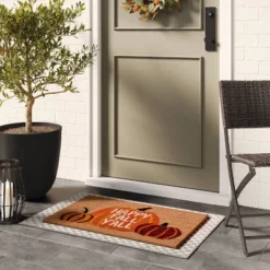 1'6"x2'6" 'Happy Fall Y'all' Pumpkin Coir Halloween Doormat Orange - Hyde & EEK! Boutique™