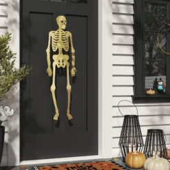 45" Halloween Metal Posable Skeleton Gold - Thresholdâ„¢