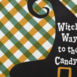16"x16" Halloween Witch Way To The Candy Square Throw Pillow - E By Design