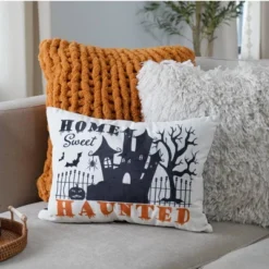 13"x18" Sweet Haunted Home LED Halloween Lumbar Throw Pillow White - Lush Décor -Halloween Home Decoration GUEST 24cb9193 74bc 4434 aca5 f91cc5cfc787