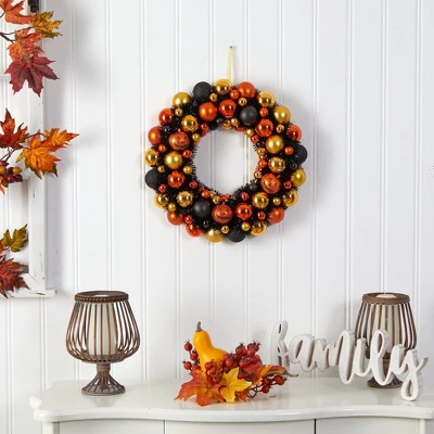 Nearly Natural 19” Halloween Shatterproof Jack O'lantern Pumpkin Ornament Wreath 2 Nearly Natural 19” Halloween Shatterproof Jack O'lantern Pumpkin Ornament Wreath - Image 2