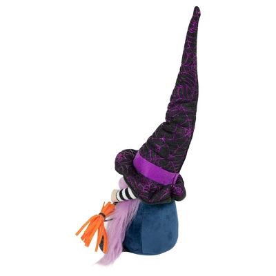 Northlight 14" Black And Purple Witch Gnome With Broom Indoor Halloween Figure 4 Northlight 14" Black And Purple Witch Gnome With Broom Indoor Halloween Figure - Image 4