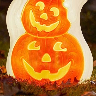 Union Products 56480 60-Watt Light Up Ghost And Pumpkin Halloween Outdoor Garden Statue Decoration Made From Blow-Molded Plastic, White/Orange 4 Union Products 56480 60-Watt Light Up Ghost And Pumpkin Halloween Outdoor Garden Statue Decoration Made From Blow-Molded Plastic, White/Orange - Image 4