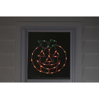 Northlight 14" Jack-O-Lantern Double Sided Halloween Window Silhouette Decoration - Orange/Green 3 Northlight 14" Jack-O-Lantern Double Sided Halloween Window Silhouette Decoration - Orange/Green - Image 3