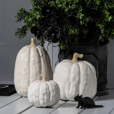Falloween Large Sheltered Porch Pumpkin White Halloween Decorative Sculpture - Hyde & EEK! Boutique™ 1 Falloween Large Sheltered Porch Pumpkin White Halloween Decorative Sculpture - Hyde & EEK! Boutique™