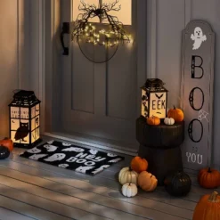 Falloween Light Up Small Skeleton Halloween Decorative Metal Lantern - Hyde & EEK! Boutique™