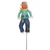 Halloween Mint Leopard Scarecrow - One Garden Stake 32.25 Inches - Autumn - F22084 - Metal - Multicolored