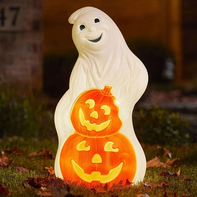 Union Products 56480 60-Watt Light Up Ghost And Pumpkin Halloween Outdoor Garden Statue Decoration Made From Blow-Molded Plastic, White/Orange 3 Union Products 56480 60-Watt Light Up Ghost And Pumpkin Halloween Outdoor Garden Statue Decoration Made From Blow-Molded Plastic, White/Orange - Image 3