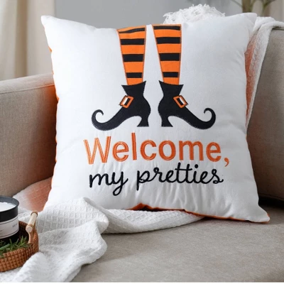 20"x20" Oversize Welcome Pretties Halloween Square Throw Pillow White - Lush Décor 3 20"x20" Oversize Welcome Pretties Halloween Square Throw Pillow White - Lush Décor - Image 3
