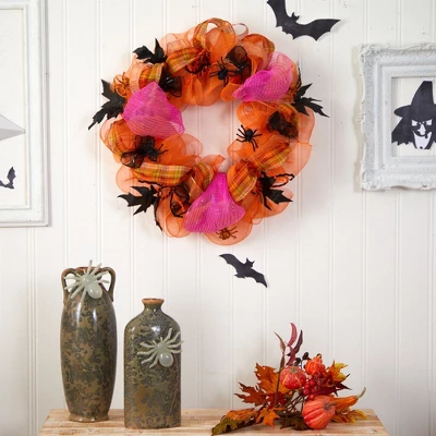 Nearly Natural 26" Halloween Spider Mesh Wreath 2 Nearly Natural 26" Halloween Spider Mesh Wreath - Image 2