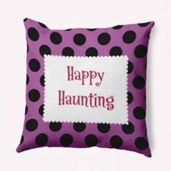 16"x16" Halloween 'Happy Haunting' Dots Square Throw Pillow - E By Design -Halloween Home Decoration GUEST 4c286c39 feb5 4ed6 8b06 b250abfb2408