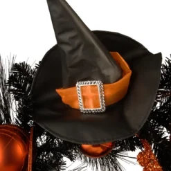 National Tree Company Artificial Witch's Wreath, Decorated With Black And Orange Trim, Ball Ornaments, Halloween Collection, 24 Inches -Halloween Home Decoration GUEST 50a82da0 a037 4845 a103 04f8859e396c