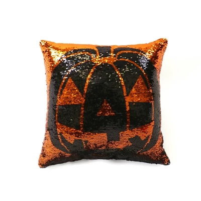 18"x18" Sparkle Pumpkin Halloween Square Throw Pillow Black/Orange - Lush Décor -Halloween Home Decoration GUEST 563e2baa 8543 4965 b5fd 2c4fe765bbbb