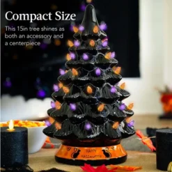 Best Choice Products 15in Pre-Lit Ceramic Tabletop Halloween Tree, Holiday Decoration W/ Orange & Purple Bulb Lights -Halloween Home Decoration GUEST 566424ef 3358 4175 bd1a 755966e836df