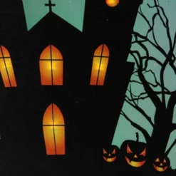 Northlight 23.5" Halloween Prelit LED Church In Cemetery Canvas Wall Art - Teal Blue/Black -Halloween Home Decoration GUEST 6017c8dc 9d7c 4439 9b87 acc7ef24a2f8