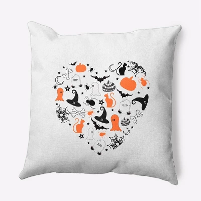16"x16" Halloween Heart Square Throw Pillow - E By Design 6 16"x16" Halloween Heart Square Throw Pillow - E By Design - Image 6