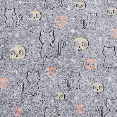 50"x70" Oversized Glow In The Dark Skelly Cats Plush Halloween Throw Blanket - VCNY Home 3 50"x70" Oversized Glow In The Dark Skelly Cats Plush Halloween Throw Blanket - VCNY Home - Image 3