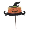Halloween Costume Pumpkin Trio - Three Garden Stakes 26 Inches - Mummy Frankenstein Witch - F20050 - Metal - Orange