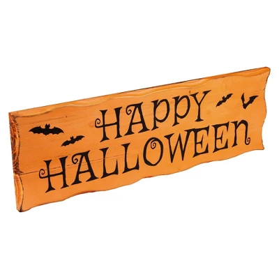 Northlight 24" Wooden 'Happy Halloween' Wall Sign With Bats 1 Northlight 24" Wooden 'Happy Halloween' Wall Sign With Bats