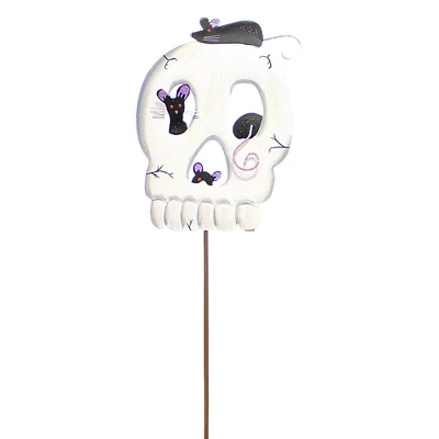 Halloween Skeleton With Rats Stake - One Garden Stake 29 Inches - Rodents - F22010 - Metal - White 1 Halloween Skeleton With Rats Stake - One Garden Stake 29 Inches - Rodents - F22010 - Metal - White