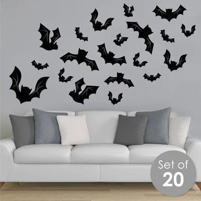 Big Dot Of Happiness Black Bats - Peel And Stick Halloween Vinyl Wall Art Stickers - Wall Decals - Set Of 20 1 Big Dot Of Happiness Black Bats - Peel And Stick Halloween Vinyl Wall Art Stickers - Wall Decals - Set Of 20