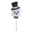 Halloween Top Hat Skeleton Stake - One Garden Stake 36 Inches - Stake Or Hang - F22009 - Metal - White