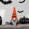Northlight 9.75" Black And Orange Halloween Gnome With Jack-O-Lantern Hat