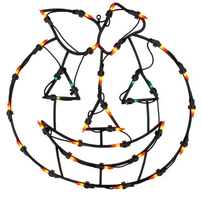 Northlight 14" Jack-O-Lantern Double Sided Halloween Window Silhouette Decoration - Orange/Green 1 Northlight 14" Jack-O-Lantern Double Sided Halloween Window Silhouette Decoration - Orange/Green