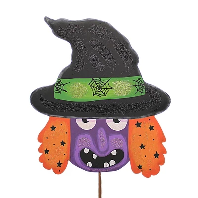 Halloween Monster Masks Set/3 Stakes - Three Garden Stakes 30.75 Inches - Witch Dracula Frankenstein - F22033 - Metal - Multicolored 3 Halloween Monster Masks Set/3 Stakes - Three Garden Stakes 30.75 Inches - Witch Dracula Frankenstein - F22033 - Metal - Multicolored - Image 3