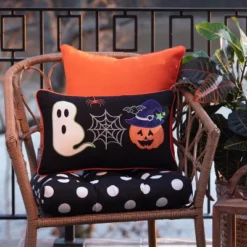 11.5"x18.5" Indoor Halloween Boo Friends Black Rectangular Throw Pillow - Pillow Perfect -Halloween Home Decoration GUEST 93b5a84d 7c9d 4e9e b574 70260c2d9820