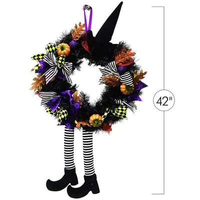 Skeleteen Halloween Witch Wreath For Indoor/Outdoor Décor - 24 In 2 Skeleteen Halloween Witch Wreath For Indoor/Outdoor Décor - 24 In - Image 2