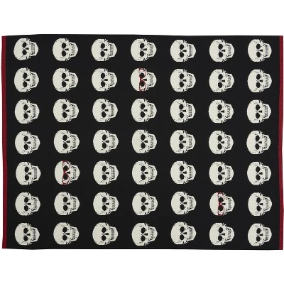 Mina Victory Halloween Skull 50" X 60" Black/White Throw Blanket 3 Mina Victory Halloween Skull 50" X 60" Black/White Throw Blanket - Image 3
