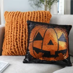 18"x18" Sparkle Pumpkin Halloween Square Throw Pillow Black/Orange - Lush Décor 5 18"x18" Sparkle Pumpkin Halloween Square Throw Pillow Black/Orange - Lush Décor -Halloween Home Decoration GUEST 9ebe8488 f545 4778 8b0a 46565f59d4c9