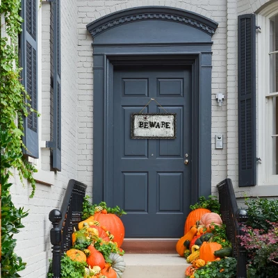 National Tree Company 18" Animated Halloween Door Sign, Sound Activated 1 National Tree Company 18" Animated Halloween Door Sign, Sound Activated