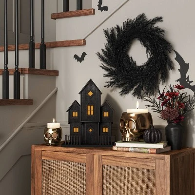 Halloween Grass Wreath Black - Threshold™ 1 Halloween Grass Wreath Black - Threshold™
