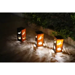 Techko Maid LED Solar 10.8" Portable Halloween Cut Out Decorative Outdoor Lantern Clear -Halloween Home Decoration GUEST a8edaaa8 5482 42af 8ab8 bab8ece2a7c1