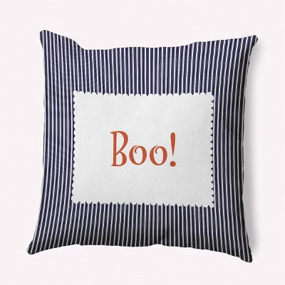 16"x16" Halloween Boo Ticking Square Throw Pillow - E By Design 8 16"x16" Halloween Boo Ticking Square Throw Pillow - E By Design - Image 8