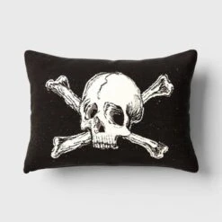 Oversize Skull And Crossbones Woven Cotton Lumbar Halloween Throw Pillow Black - Threshold™ 9 Oversize Skull And Crossbones Woven Cotton Lumbar Halloween Throw Pillow Black - Threshold™ -Halloween Home Decoration GUEST b45186ba 7db4 4537 829f d4aedfe091ea
