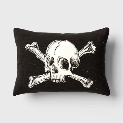 Oversize Skull And Crossbones Woven Cotton Lumbar Halloween Throw Pillow Black - Threshold™ 5 Oversize Skull And Crossbones Woven Cotton Lumbar Halloween Throw Pillow Black - Threshold™ - Image 5
