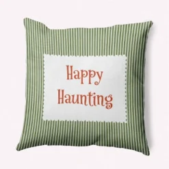 16"x16" Halloween 'Happy Haunting' Square Throw Pillow - E By Design -Halloween Home Decoration GUEST c1f52093 ced4 4b40 b3ee b9092b443780