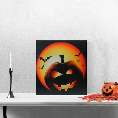 Northlight LED Lighted Bats And Jack-O-Lantern Halloween Canvas Wall Art 19.75" X 19.75" 1 Northlight LED Lighted Bats And Jack-O-Lantern Halloween Canvas Wall Art 19.75" X 19.75"