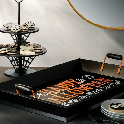 16" Web Metal Halloween Two-Tier Stand Tray - Hyde & EEK! Boutique™ 1 16" Web Metal Halloween Two-Tier Stand Tray - Hyde & EEK! Boutique™