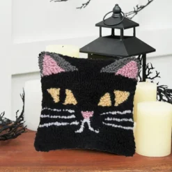 C&F Home 8" X 8" Spooky Cat Face Hooked Petite Halloween Throw Pillow -Halloween Home Decoration GUEST cd4d1eb9 c5fb 4dc7 870f ded8af8d8e51