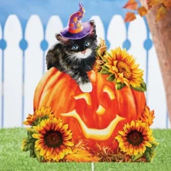 Collections Etc Adorable Halloween Kitten Outdoor Garden Stake