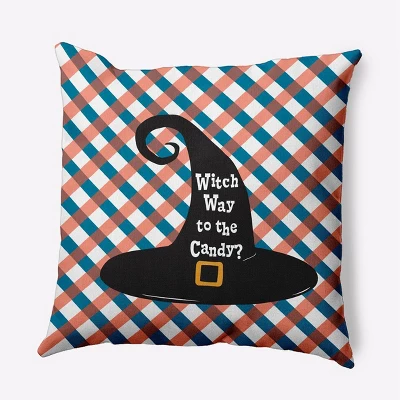 16"x16" Halloween Witch Way To The Candy Square Throw Pillow - E By Design 7 16"x16" Halloween Witch Way To The Candy Square Throw Pillow - E By Design - Image 7