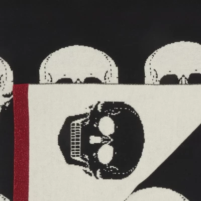 Mina Victory Halloween Skull 50" X 60" Black/White Throw Blanket 4 Mina Victory Halloween Skull 50" X 60" Black/White Throw Blanket - Image 4