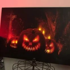 Northlight LED Lighted Jack-O-Lanterns In A Cemetery Halloween Canvas Wall Art 23.5" X 15.5" -Halloween Home Decoration GUEST e5677205 55ac 463e 9c2d c855be4a6e3d